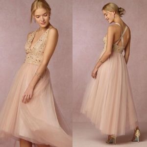 James Coviello Marcella Blush Tulle Beaded Dress